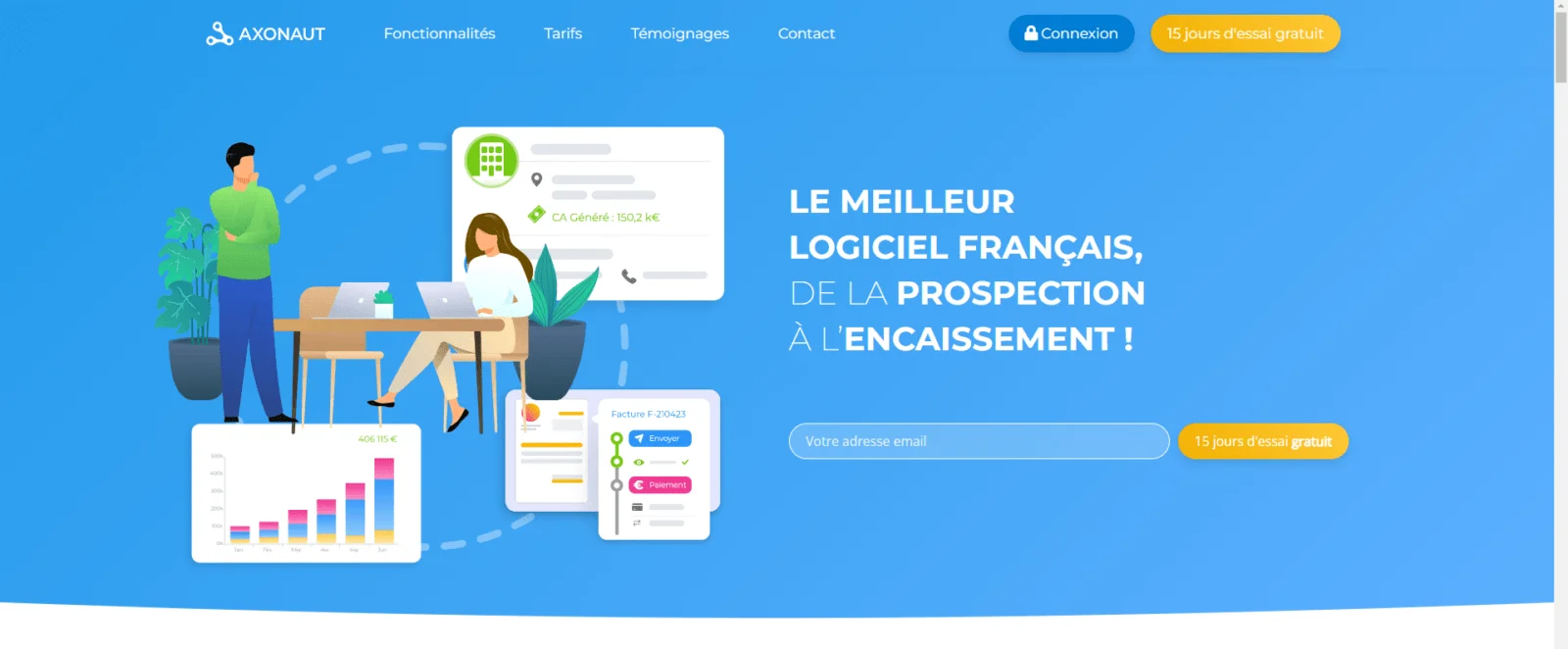 Axonaut logiciel prospection encaissement