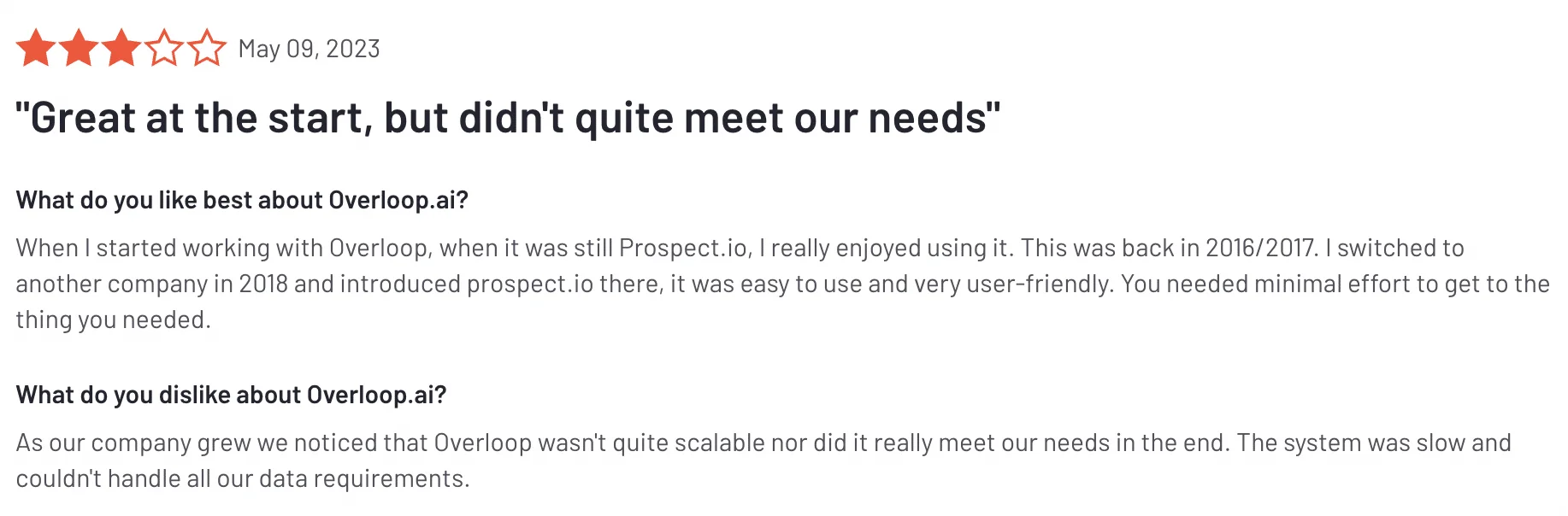 Overloop AI review three stars