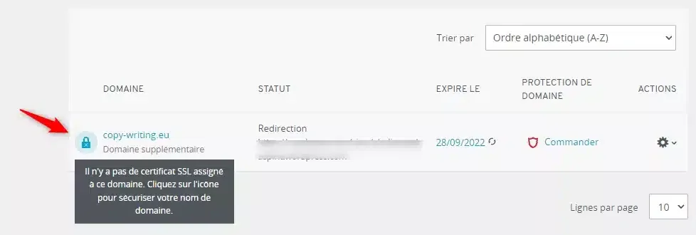 Activer le certificat SSL