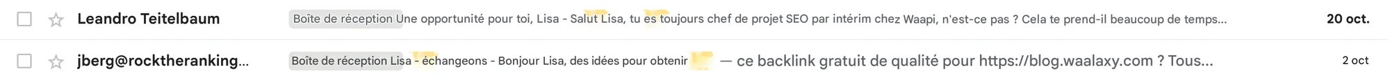 Exemple de mail avec prénom dans objet et description