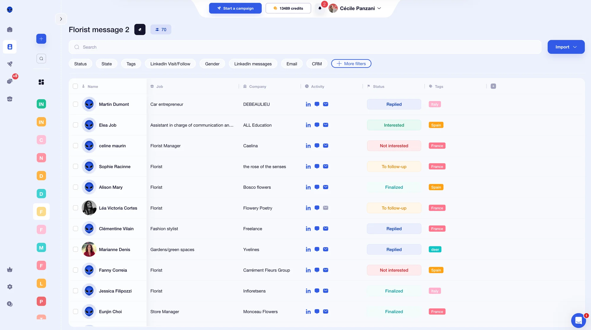 Waalaxy interface