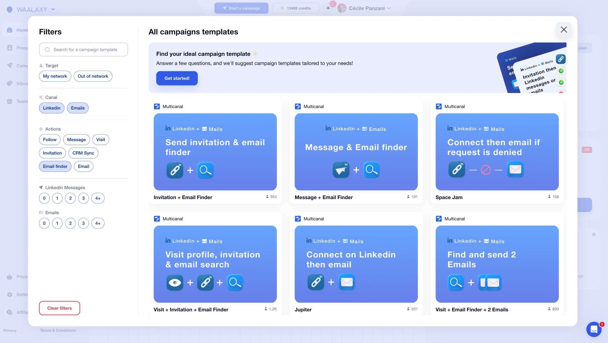 Waalaxy campaigns templates