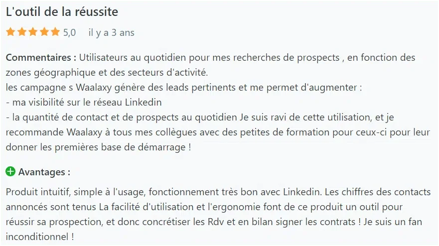 Waalaxy Avis clients