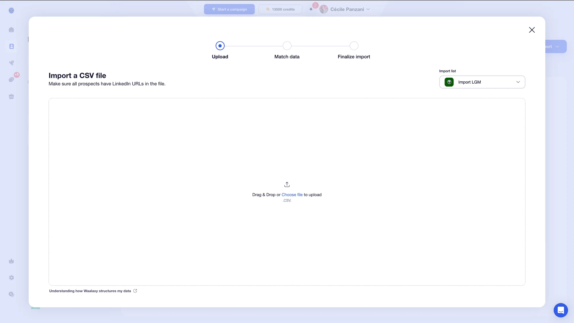 Import a CSV file