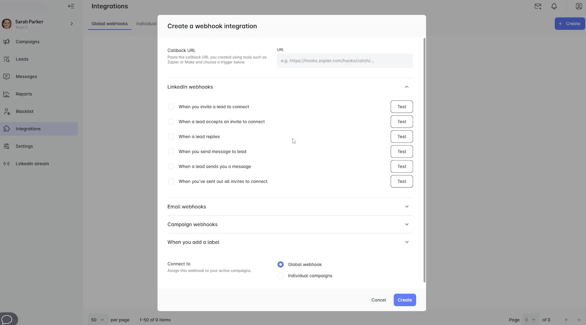 CRM and LeadIn integration