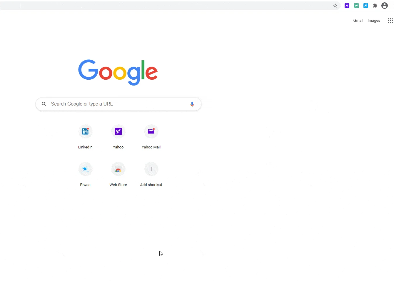 Google homepage search interface