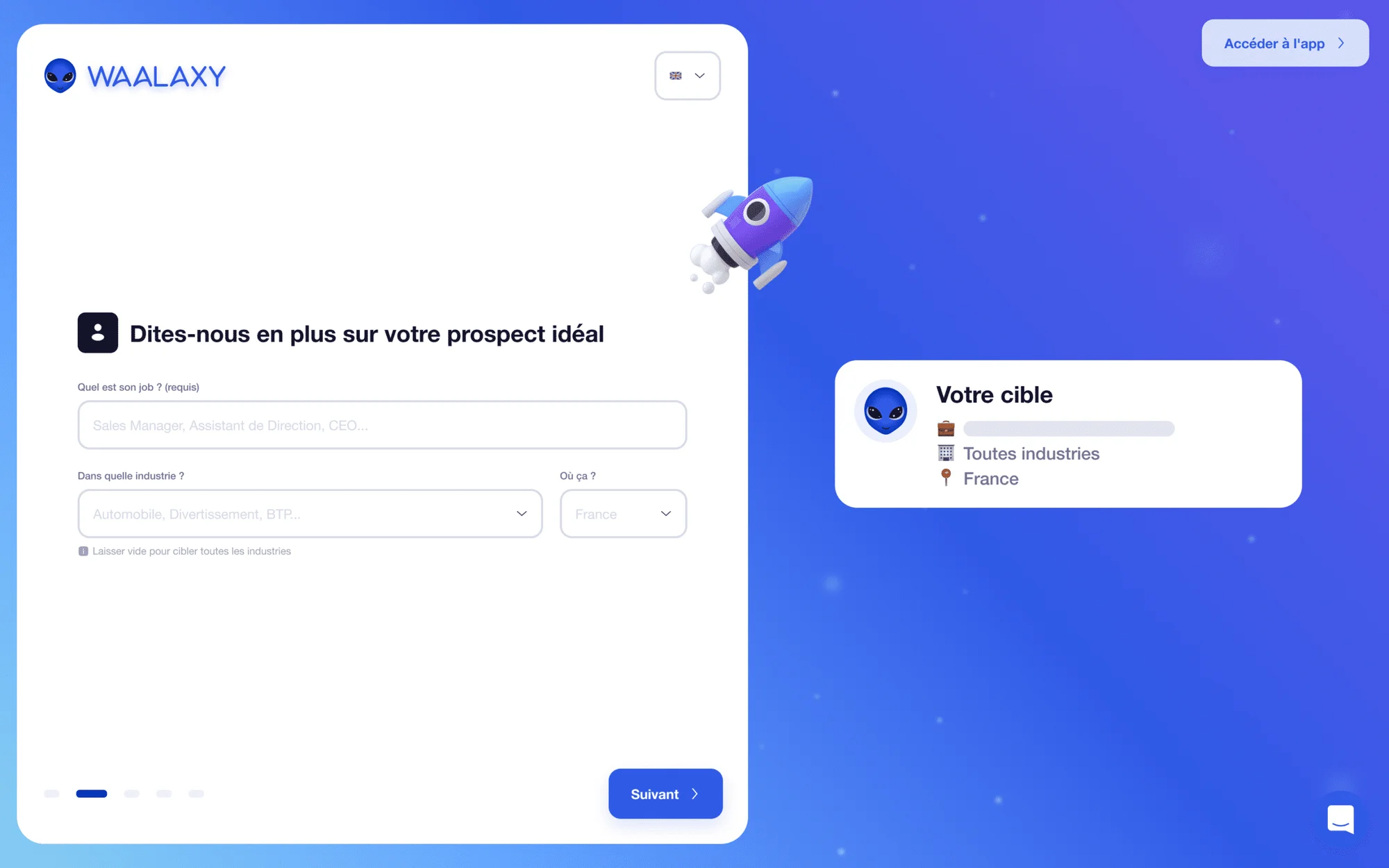 Formulaire prospection Waalaxy profil idéal