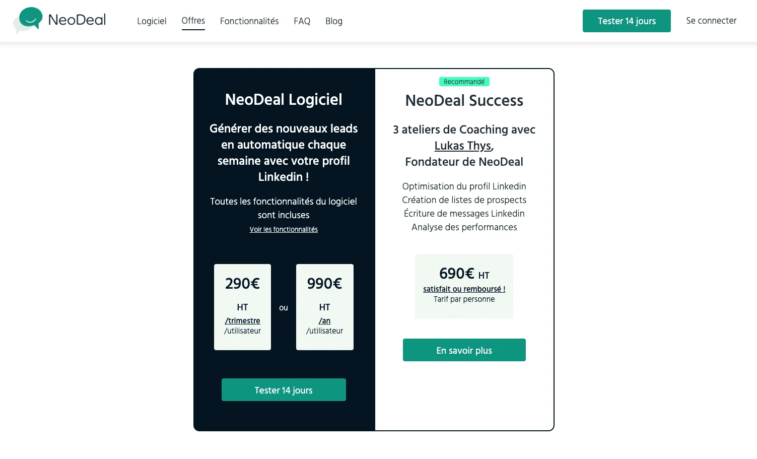 NeoDeal pricing