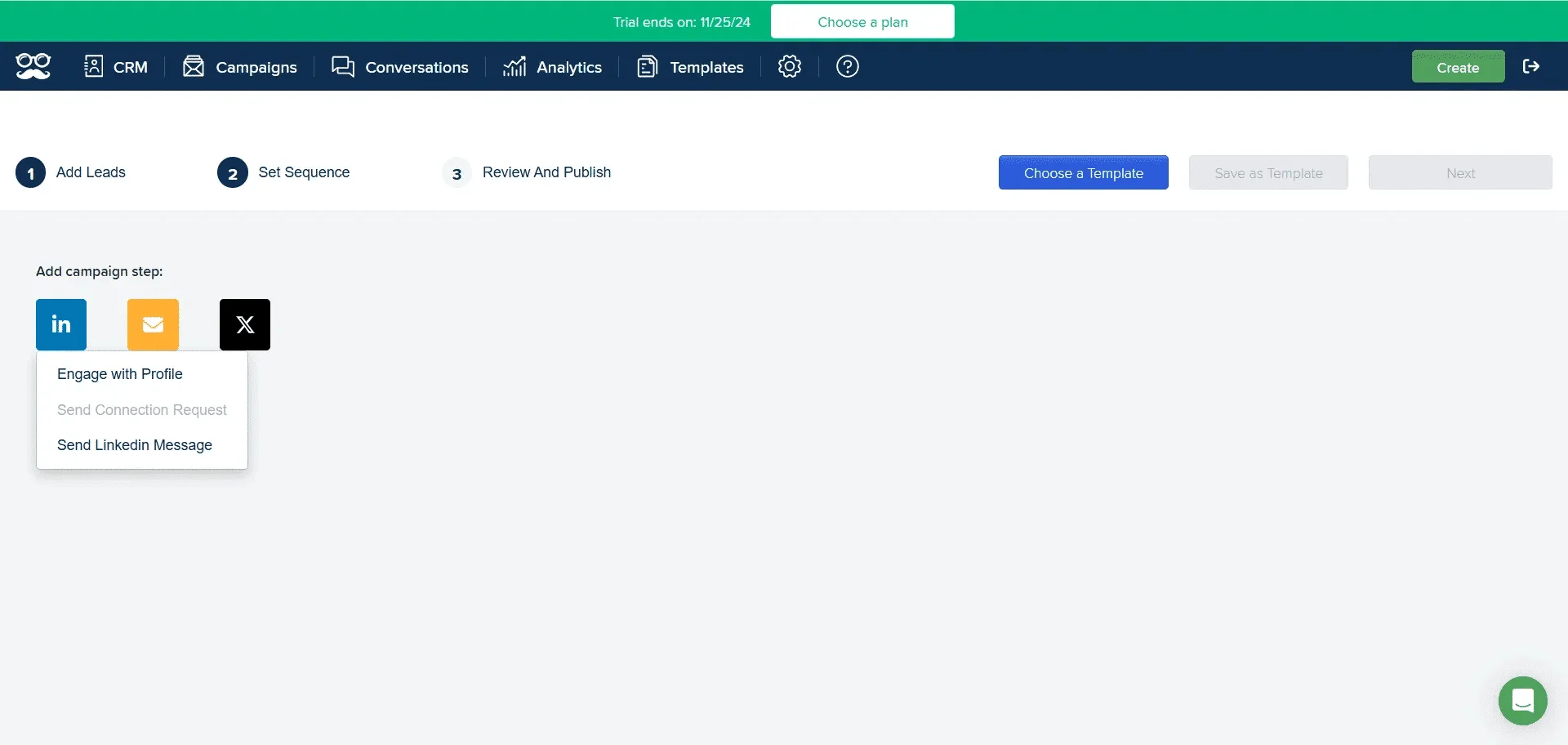 Interface campagne séquence Waalaxy