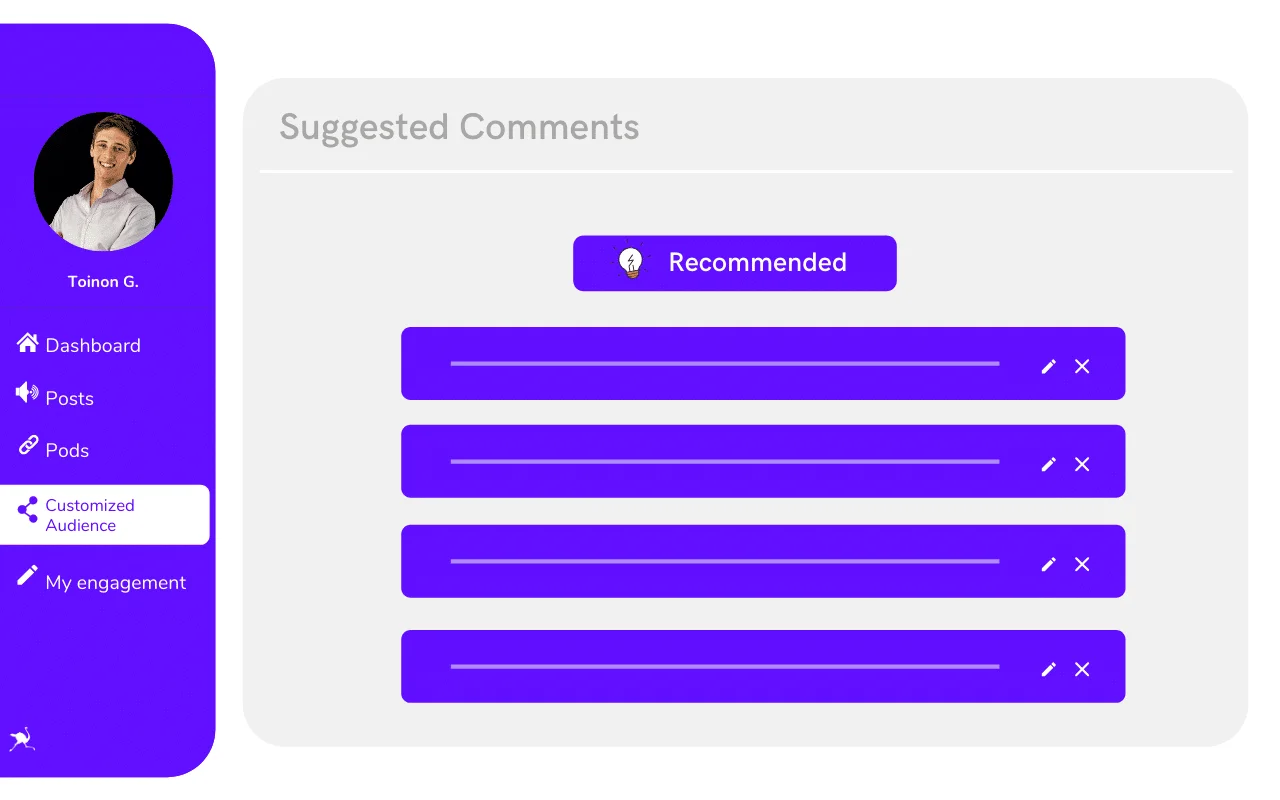 Interface Waalaxy commentaires suggérés recommended
