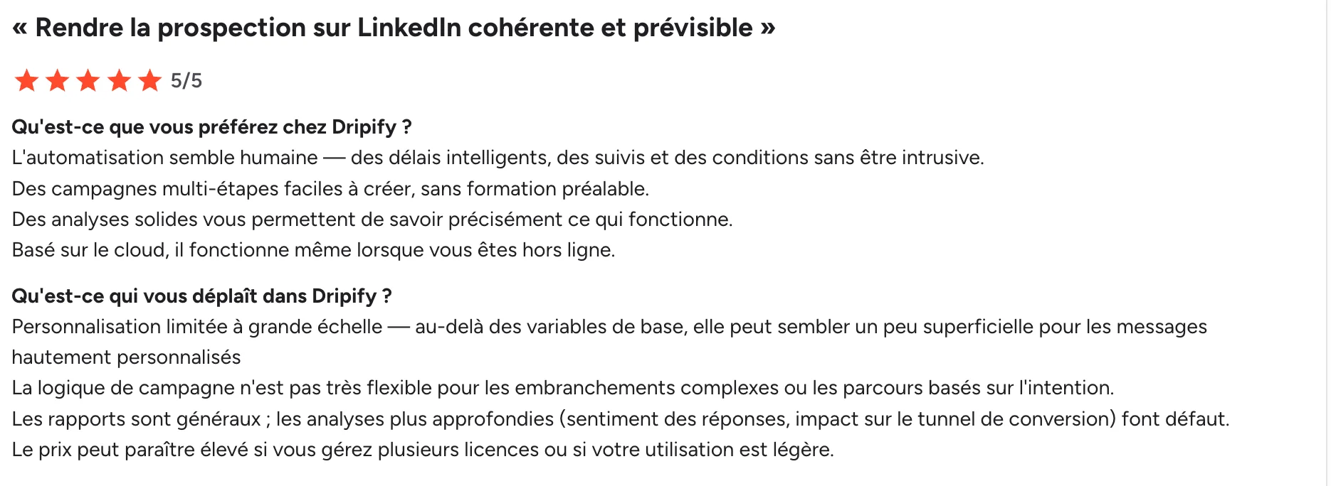 dripify avis utilisateur