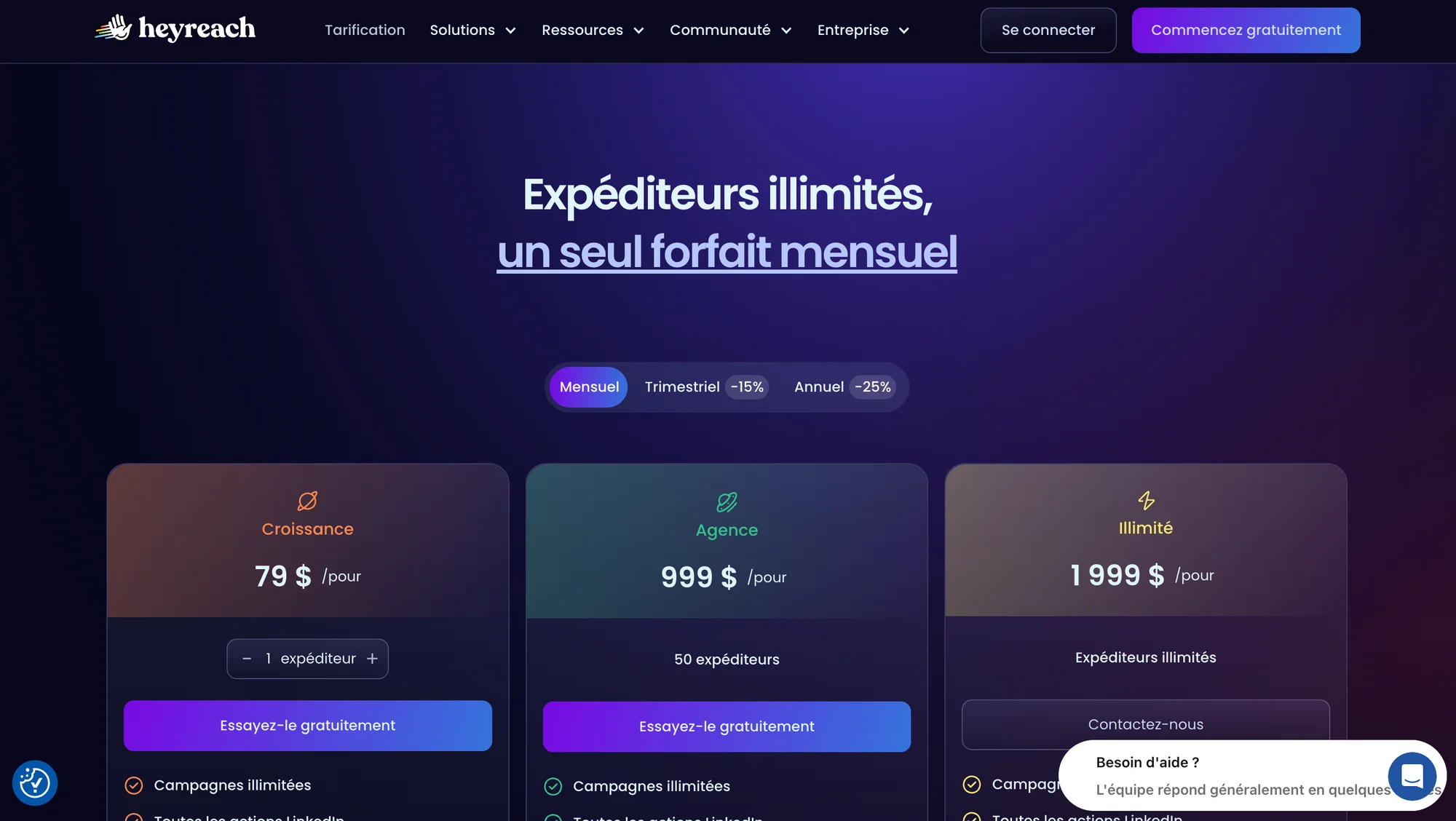 Heyreach prix mensuel