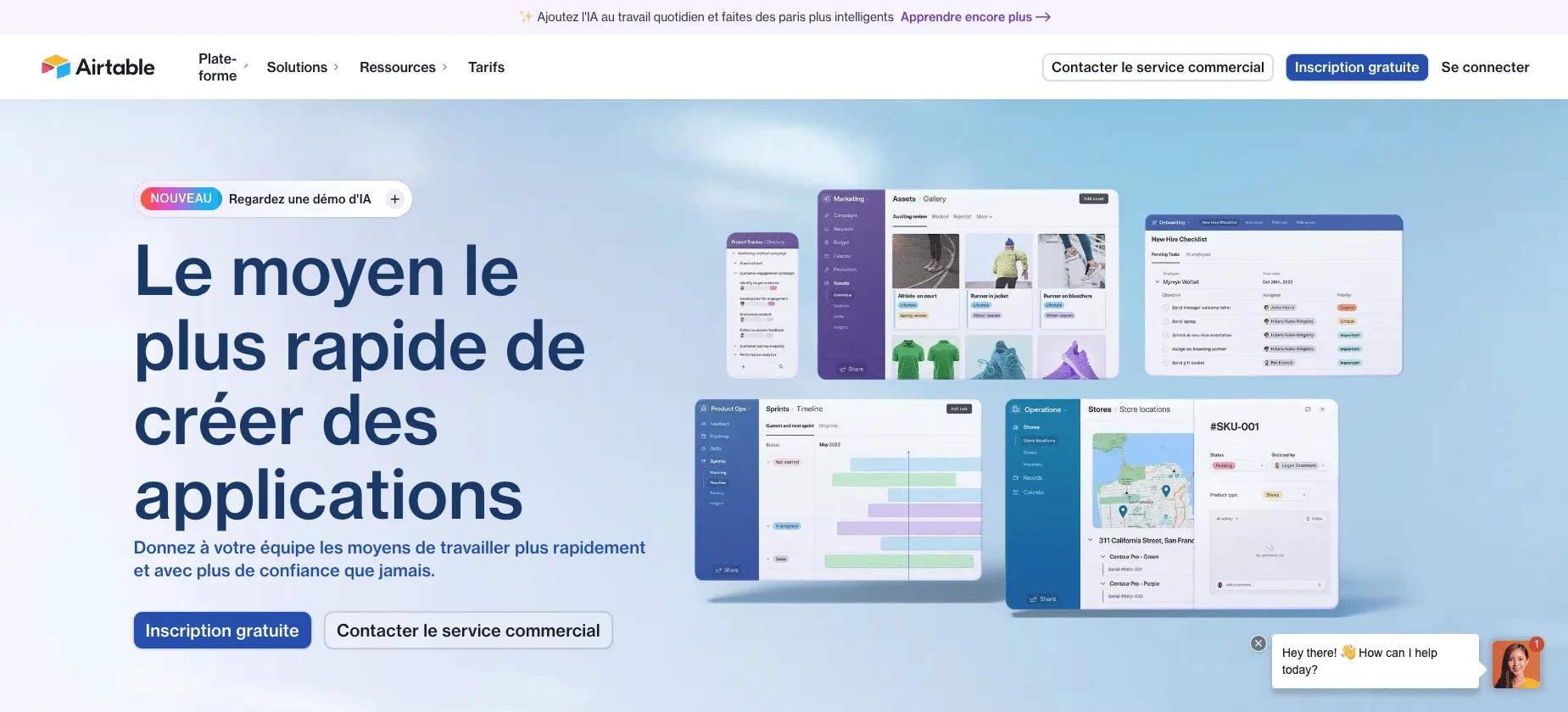Aperçu de la page d'accueil de l'outil Airtable