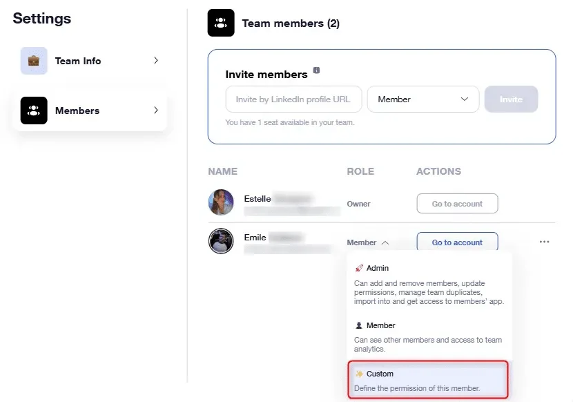 Customize permissions