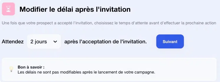 Délai invitation Waalaxy
