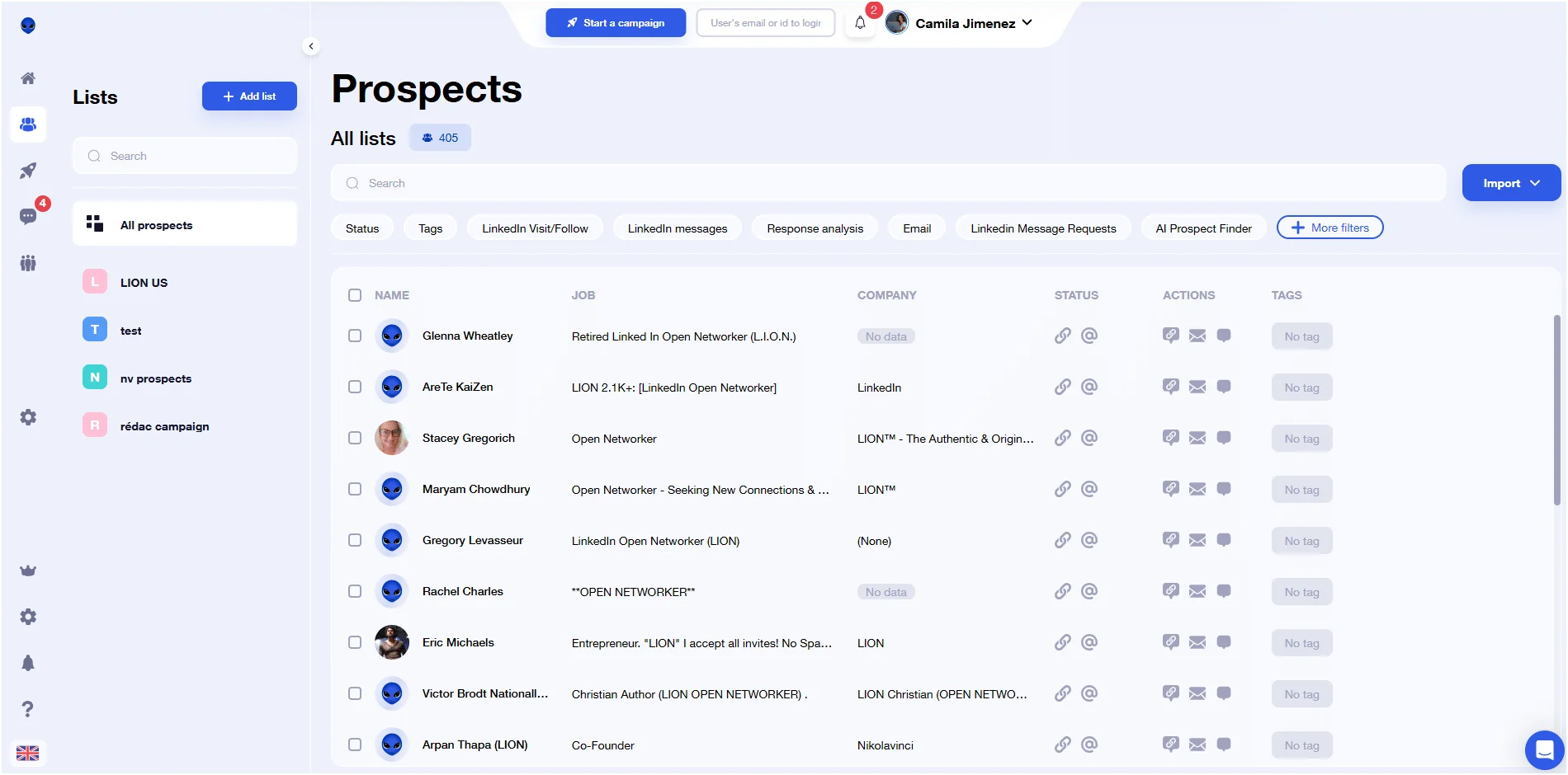 Liste di prospetti Waalaxy