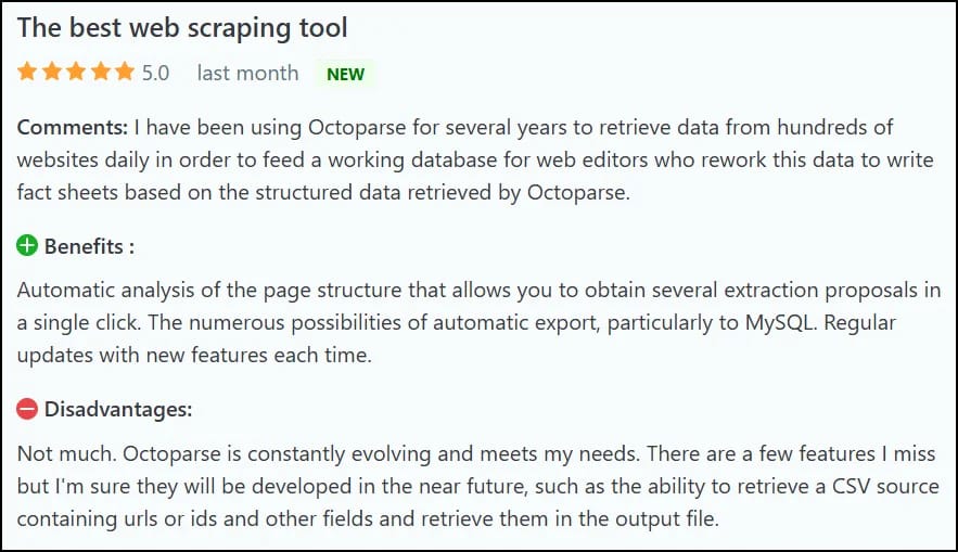 Comentários sobre Octoparse