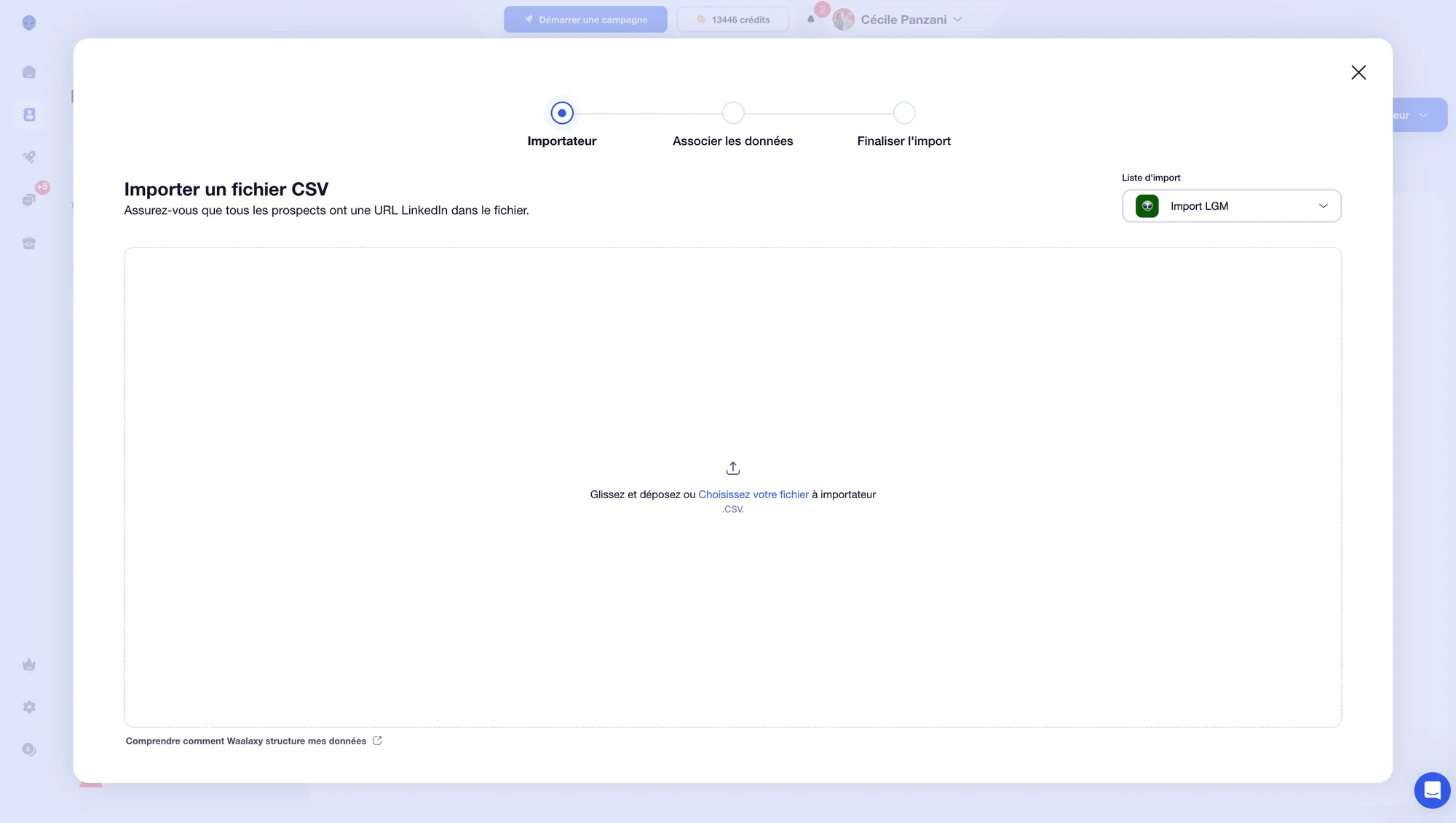 Importer un fichier CSV avec Waalaxy