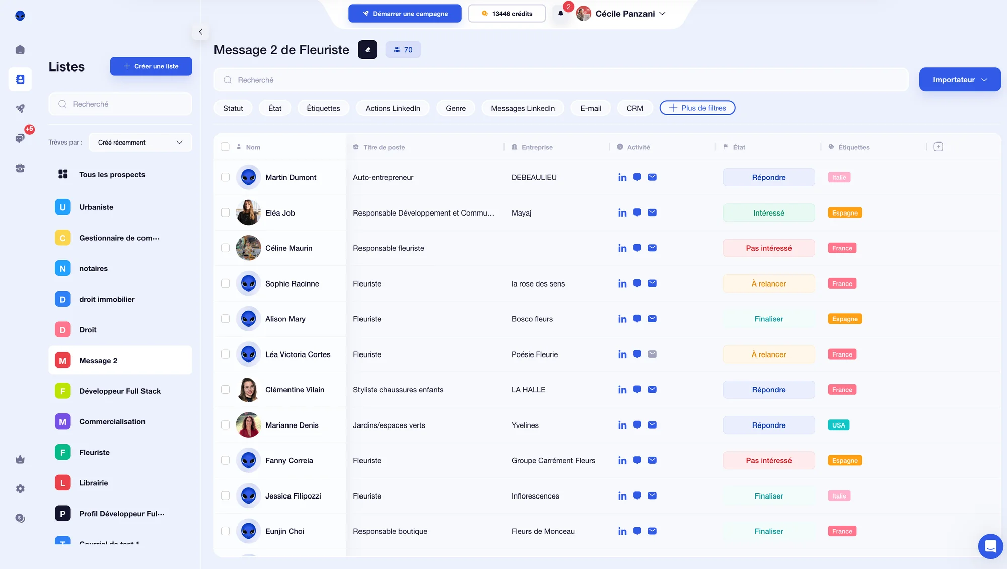 Liste prospects waalaxy