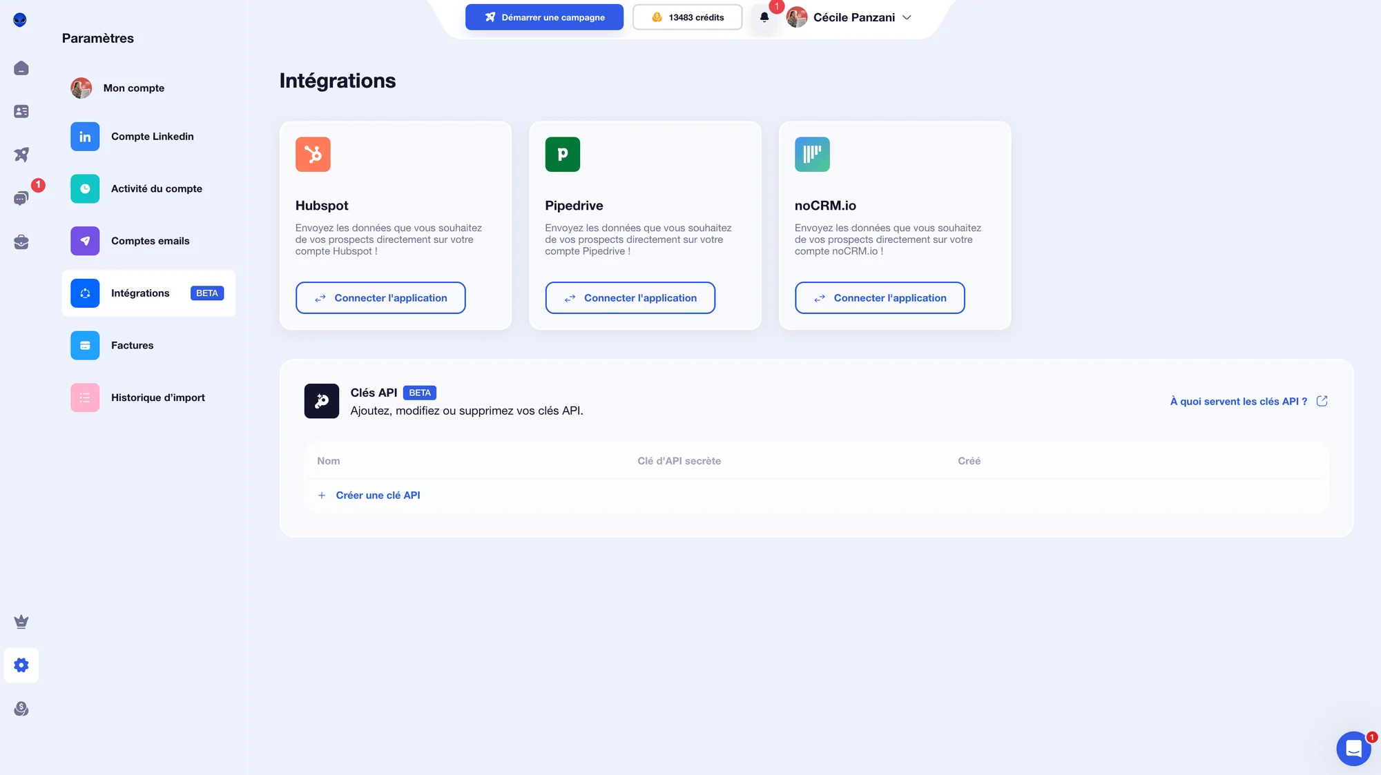 CRM et intégration Waalaxy