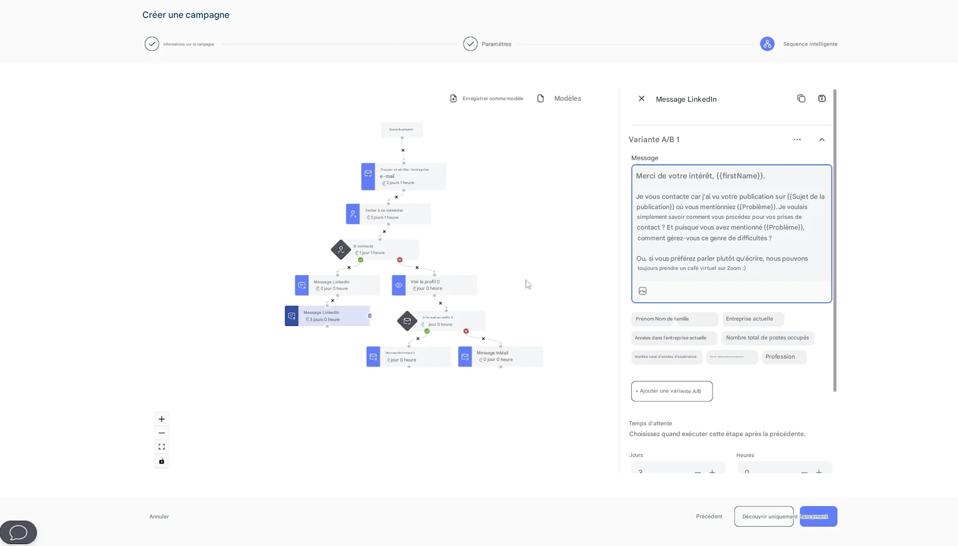 Message de prospection avec LeadIn