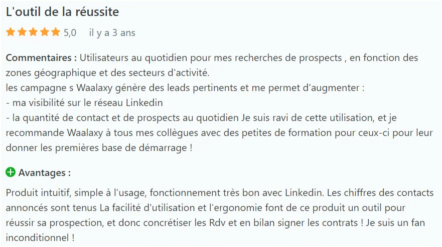 avis clients Waalaxy