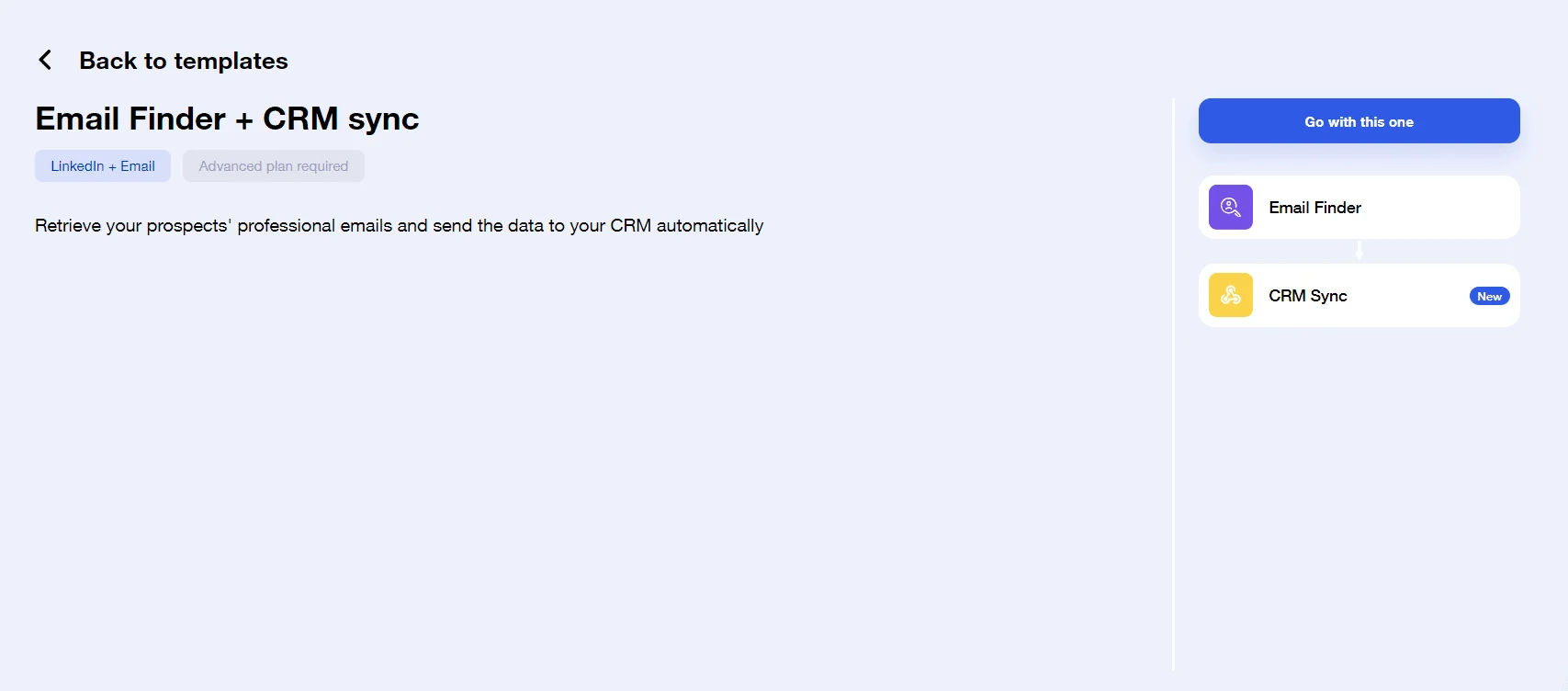 Email finder CRM sync Waalaxy template