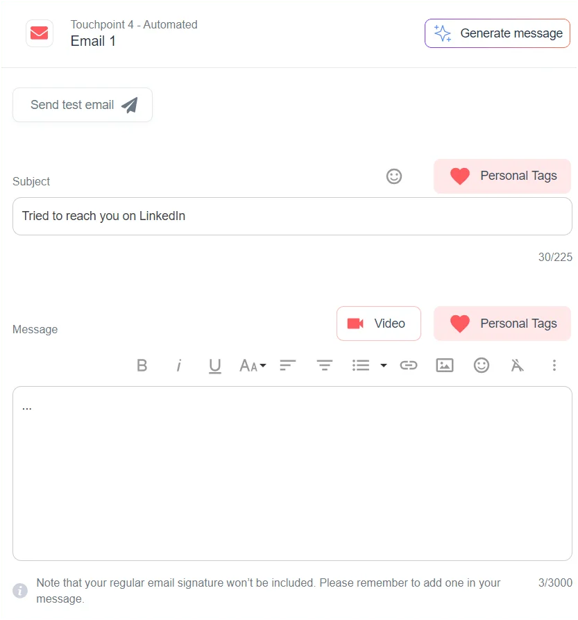 Automatisation email touchpoint Waalaxy