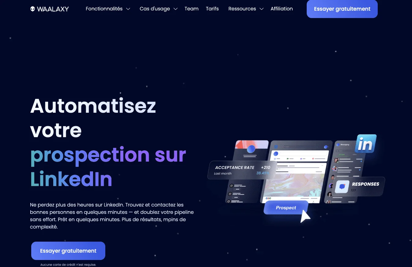 Waalaxy home Prospección en LinkedIn