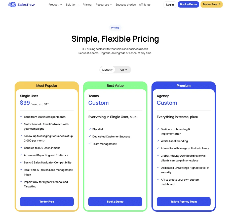 Tarifas de Salesflow