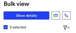 Bulk view interface Waalaxy 3 contacts selected