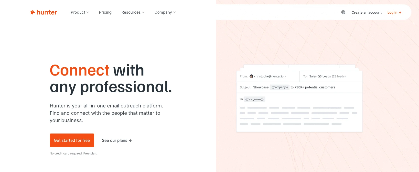 Hunter.io landing
