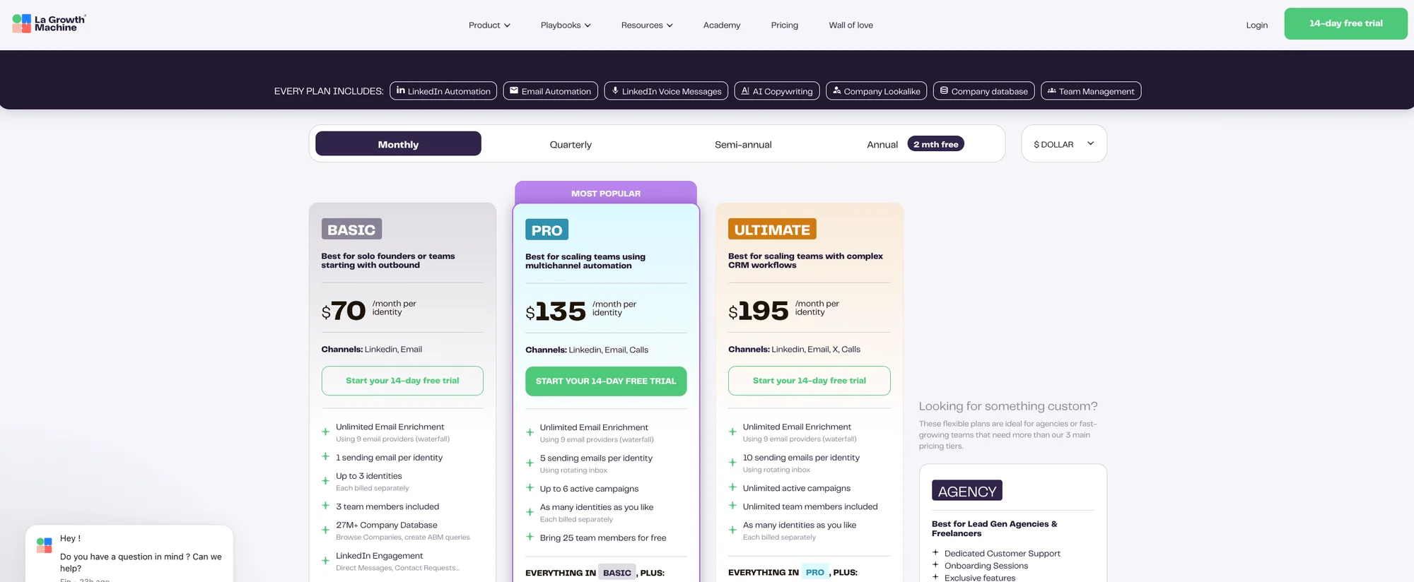 LaGrowthMachine pricing