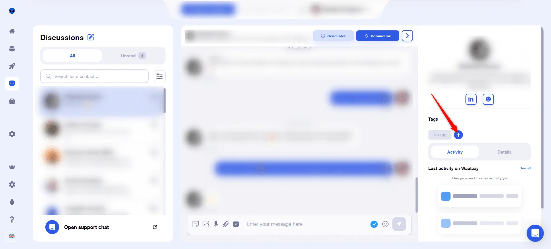 Interface discussions Waalaxy prospects