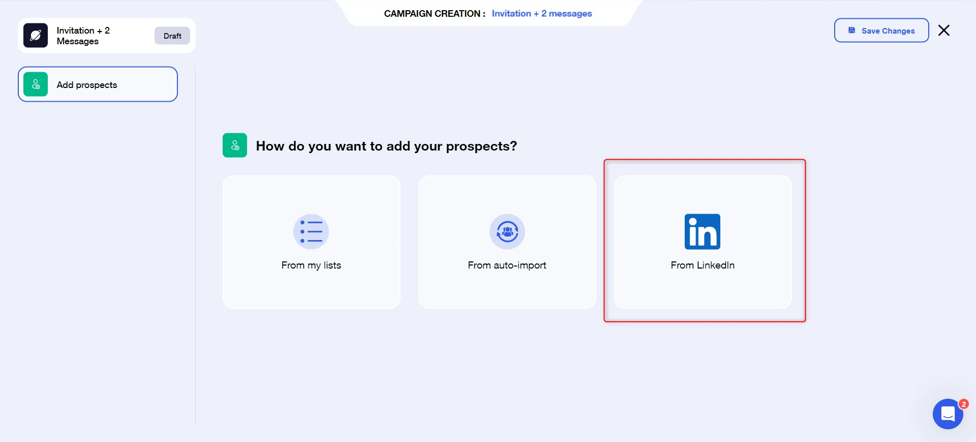 Création campagne prospection Waalaxy LinkedIn