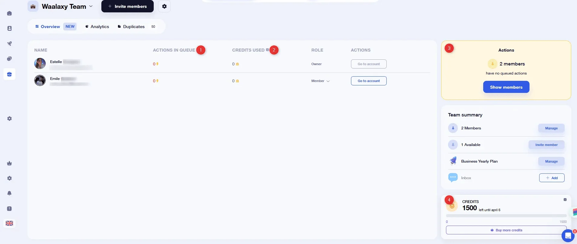 Team Waalaxy Plan: The prospecting dashboard