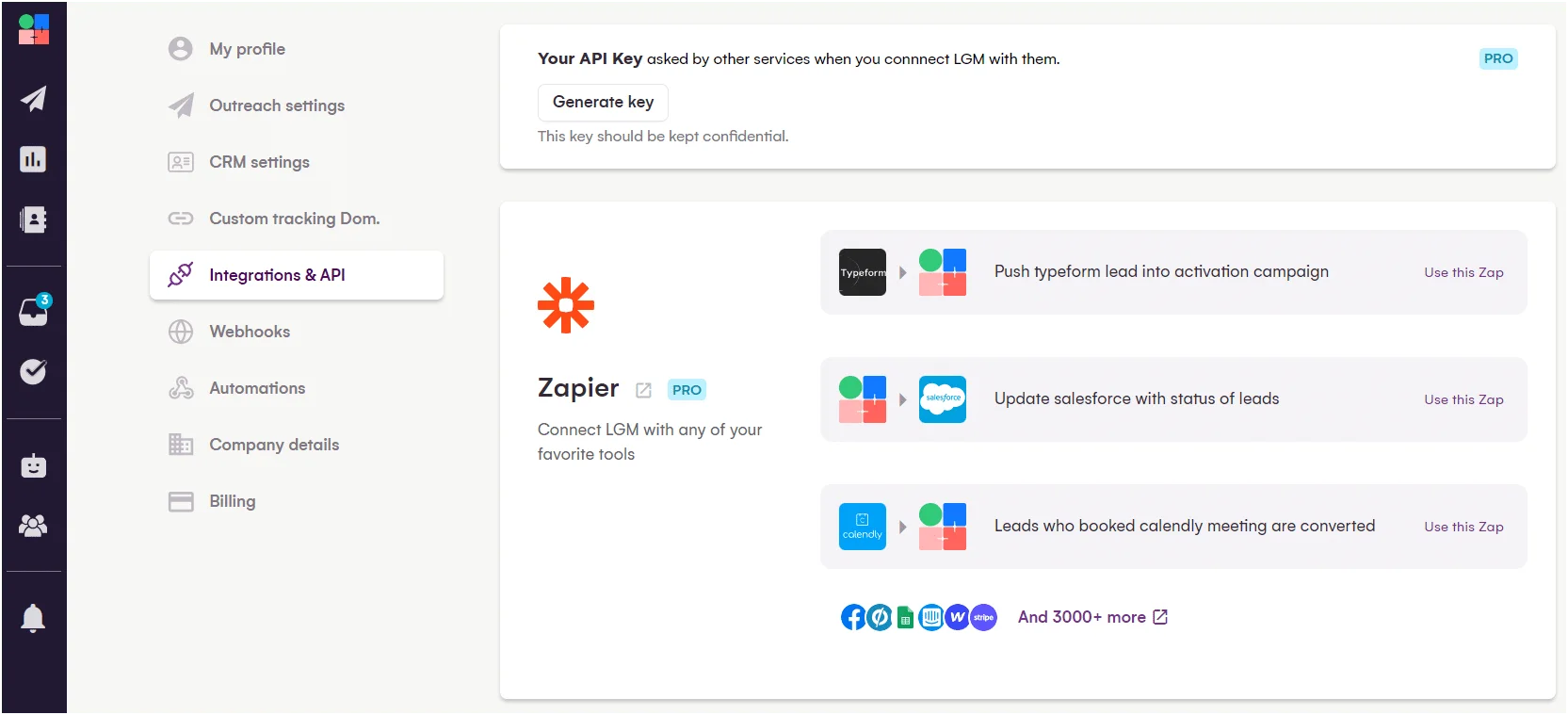 Intégrations API Zapier et connexions Waalaxy