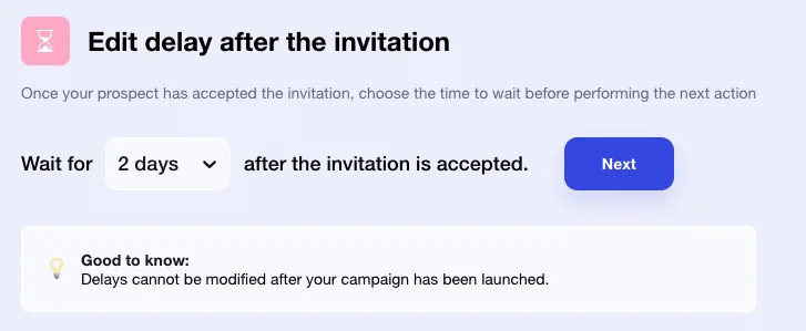 Délai attente après acceptation invitation Waalaxy