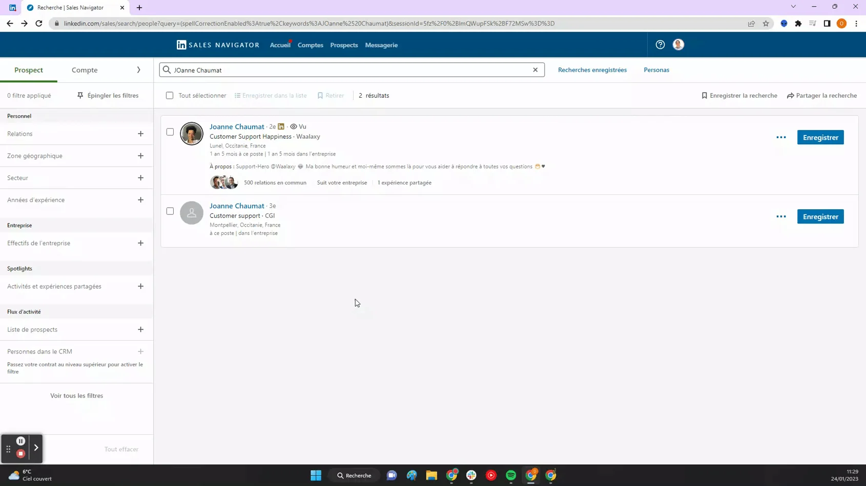 Recherche prospects Sales Navigator LinkedIn