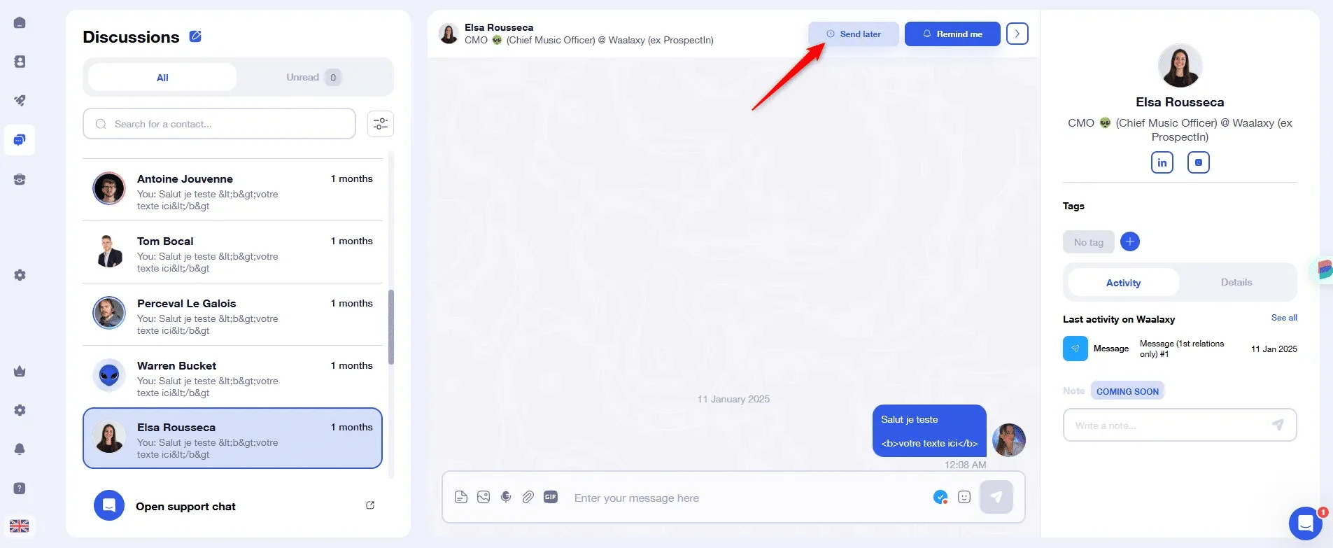 Inbox Waalaxy - Berichten programmeren
