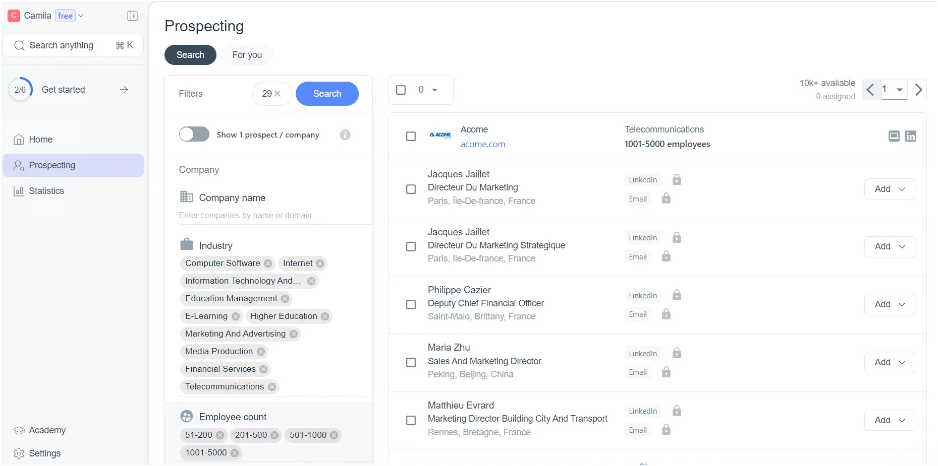 Search leads with Zaplify