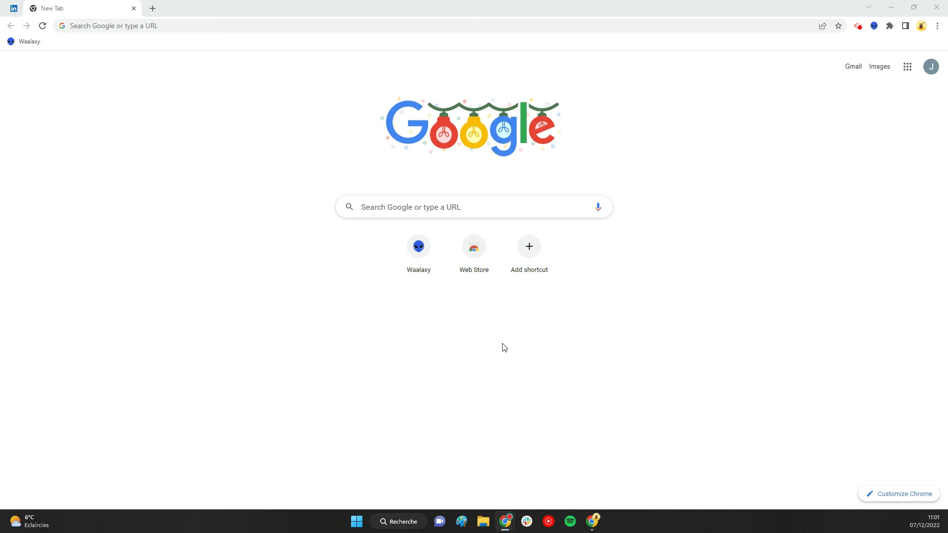 Google homepage search interface
