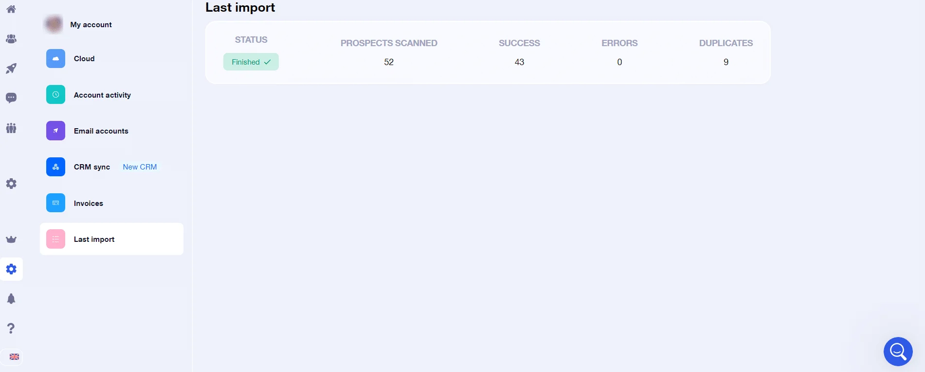 Dernier import Waalaxy prospects scannés