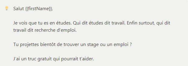 Message accueil prospects Waalaxy