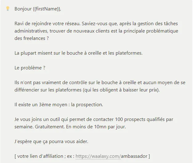 Prospection clients freelances Waalaxy