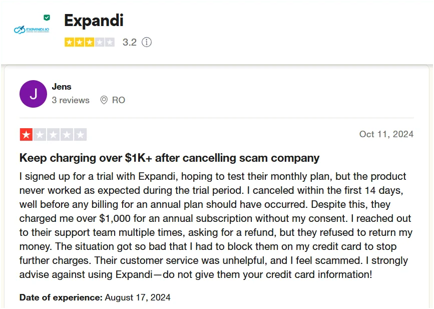 Customer reviews Expandi