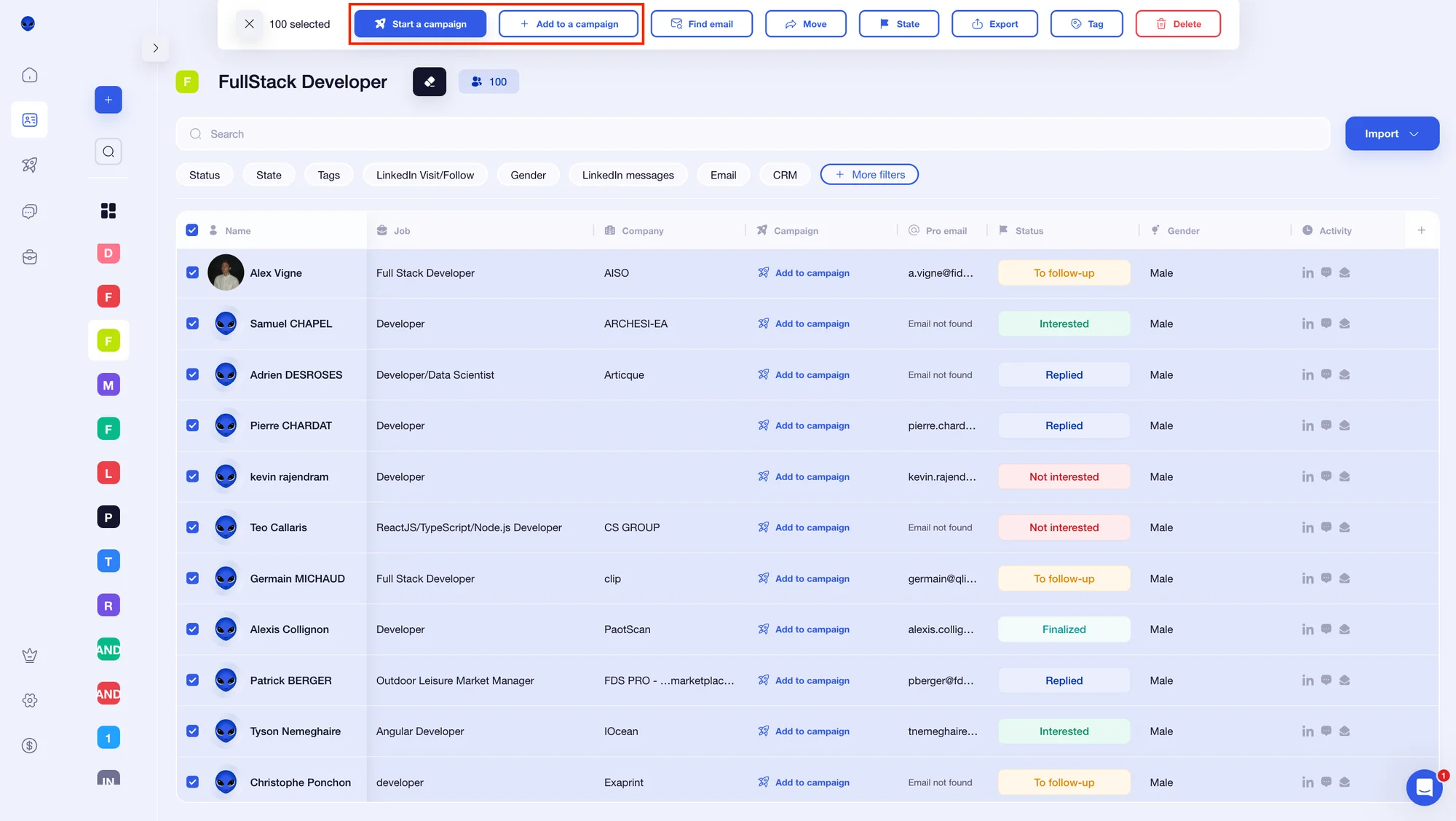 Add prospects to a campaign