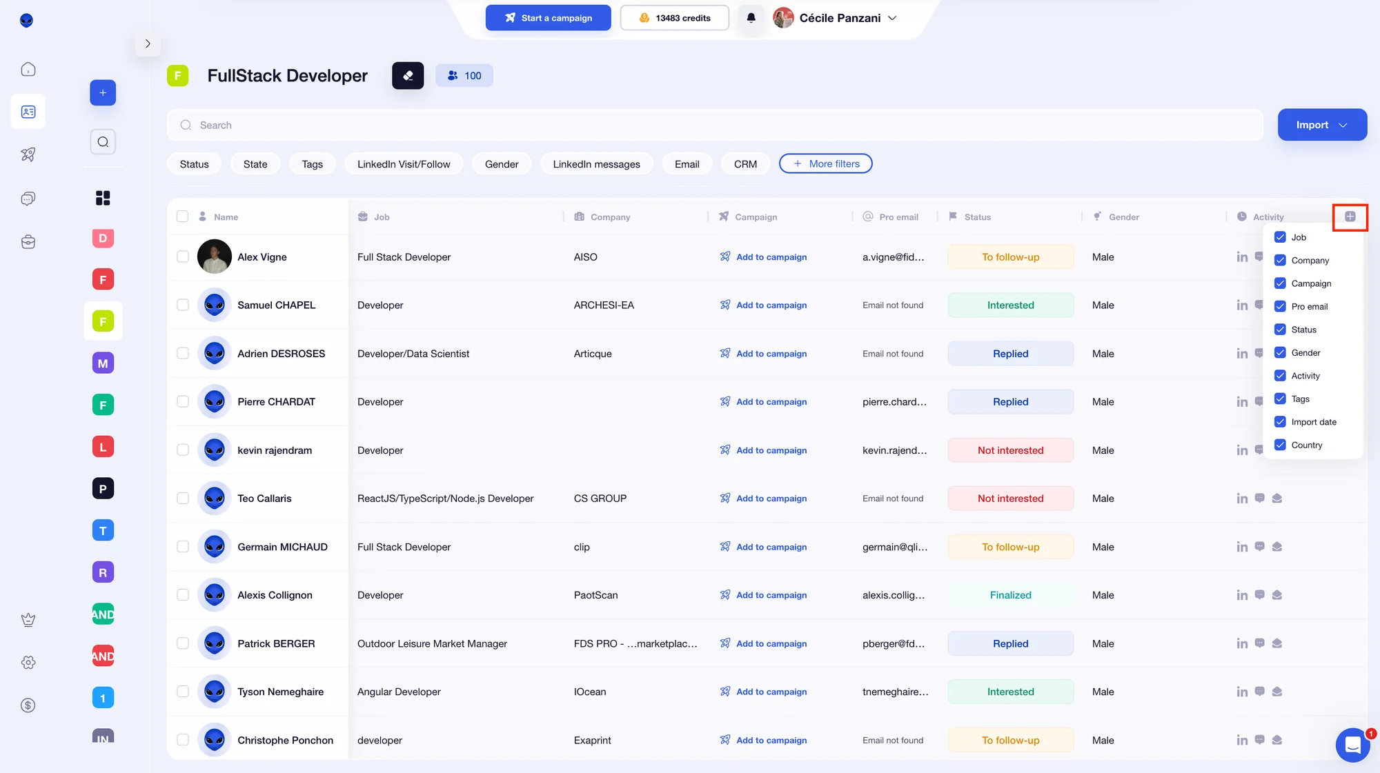 Customize your Waalaxy dashboard