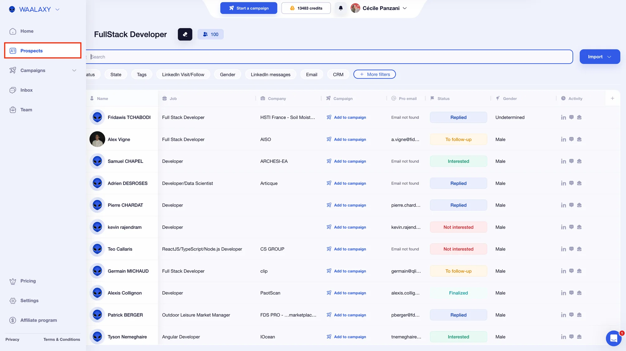 Find your leads on Waalaxy