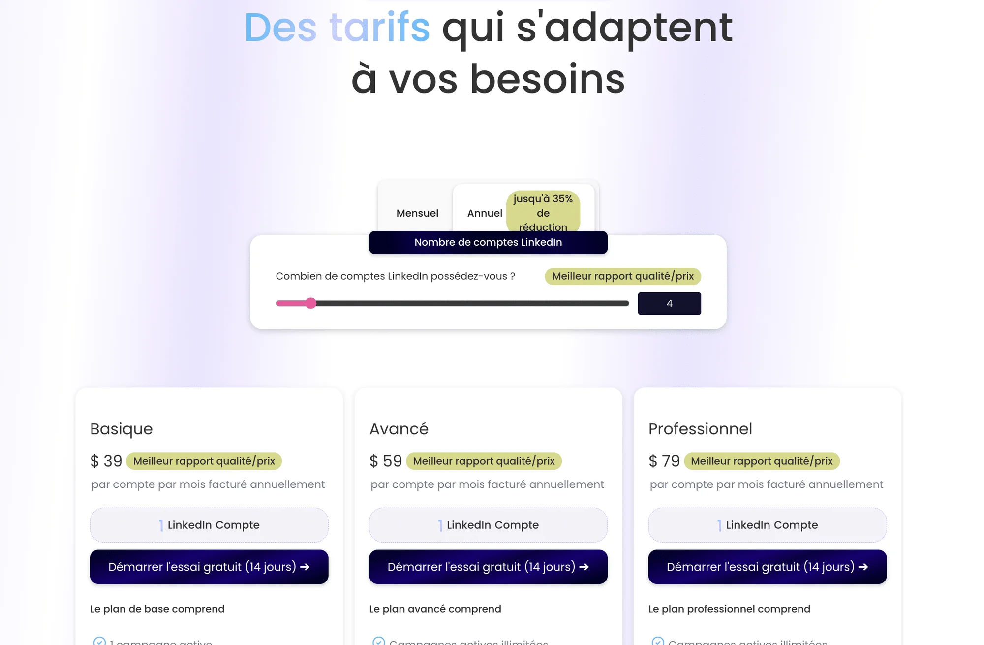 Salesrobot tarifs
